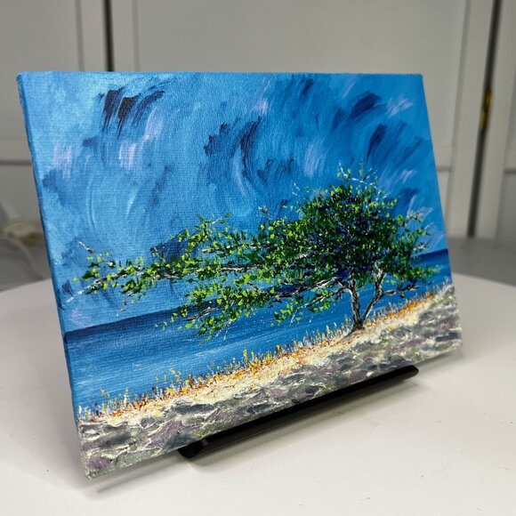 Storm Rolling In Original Acrylic Seascape Painting 5" x 7" Unframed - Picture 3 of 7